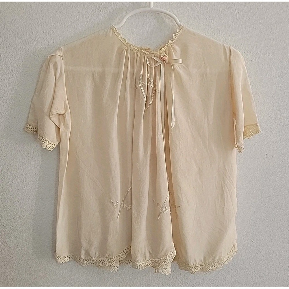 Vintage Capitol Silk Christening Gown 2T Embroidered Ivory‎ Delicate Victorian